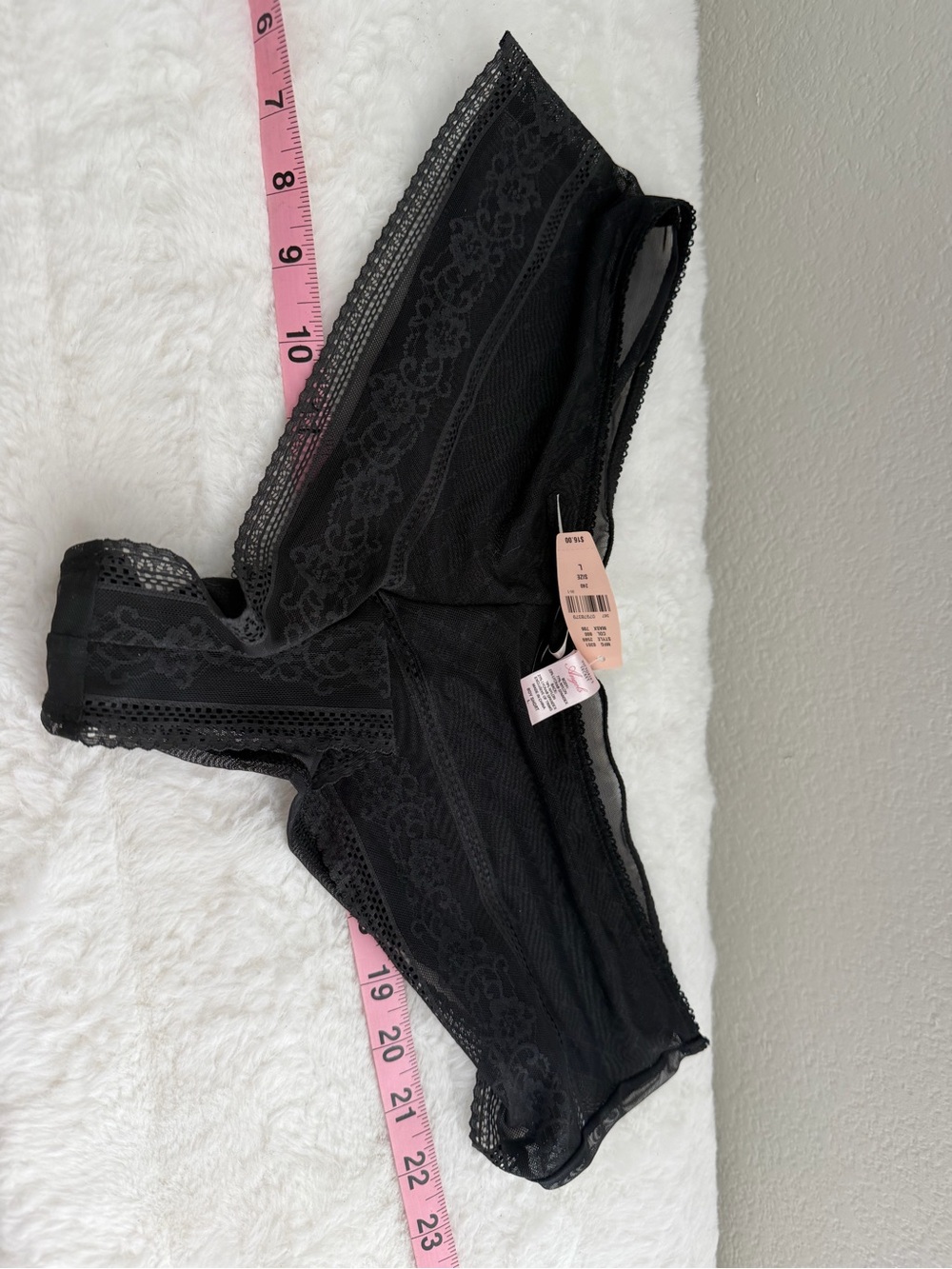Vintage VS Angels Black Sheer Lace Mesh Boy Short Panties NWT Large